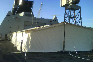 Ceremonial awning on destroyer